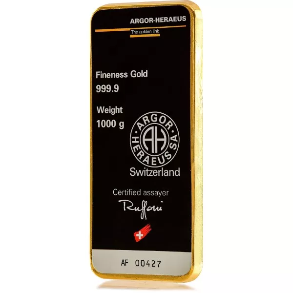 Argor-Heraeus kultaharkko 1000 g, kääntöpuoli